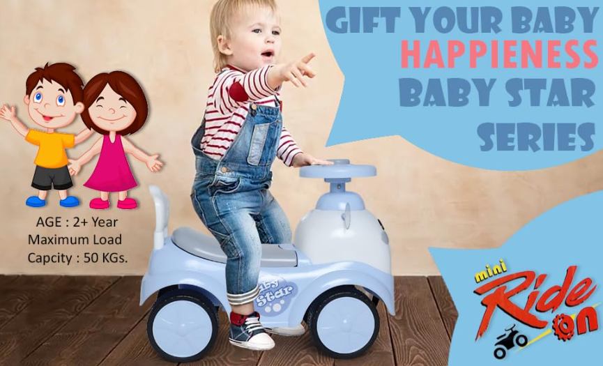 Baby star ride on car Toyzone Baby Star Ride On | Baby Car | Kids Car | Toy Car| Push Car| Swing Car| Ride on Car with Chu Chu Horn (Baby Star Ride On (Blue), Blue) - Image 1