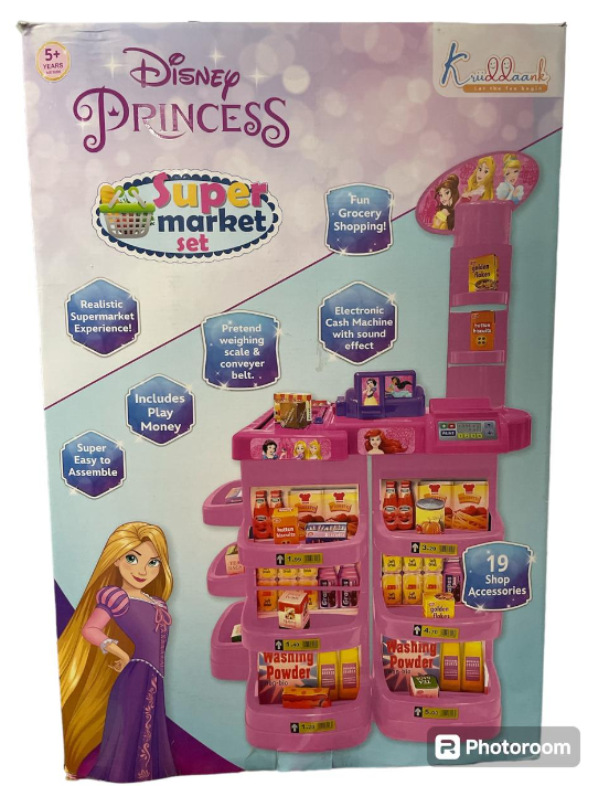 Disney Princess super market set Disney Big Size Supermarket Kit for Kids, Super Market Set Toy with Shopping Cart and Sound Effects, Pretend Play Kitchen Set Kids Toys for Boys and Girls (Home Super Market - Image 1