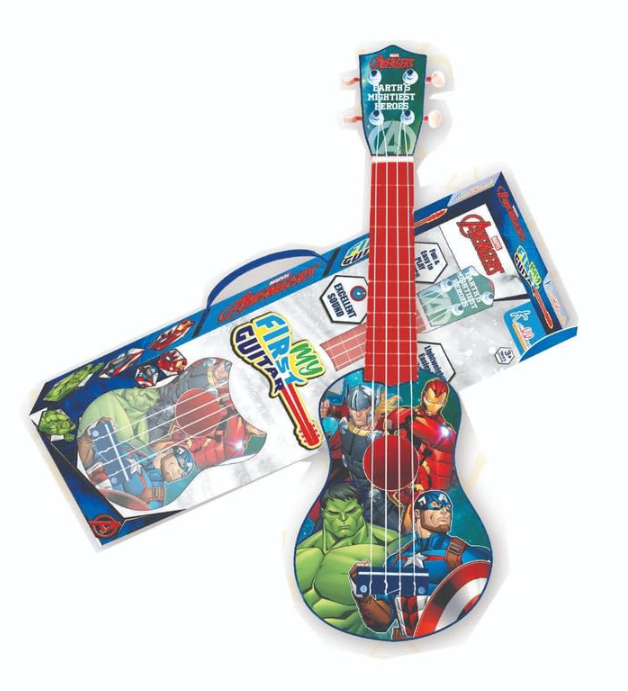 kriiddaank my first guitar Kriiddaank Avengers Music Guitar Toy for Kids, Musical Instrument Learning Toy Guitar with Lights Pre Installed Music Sound Gift for Kids 3+ Years (Large Size) - Image 1