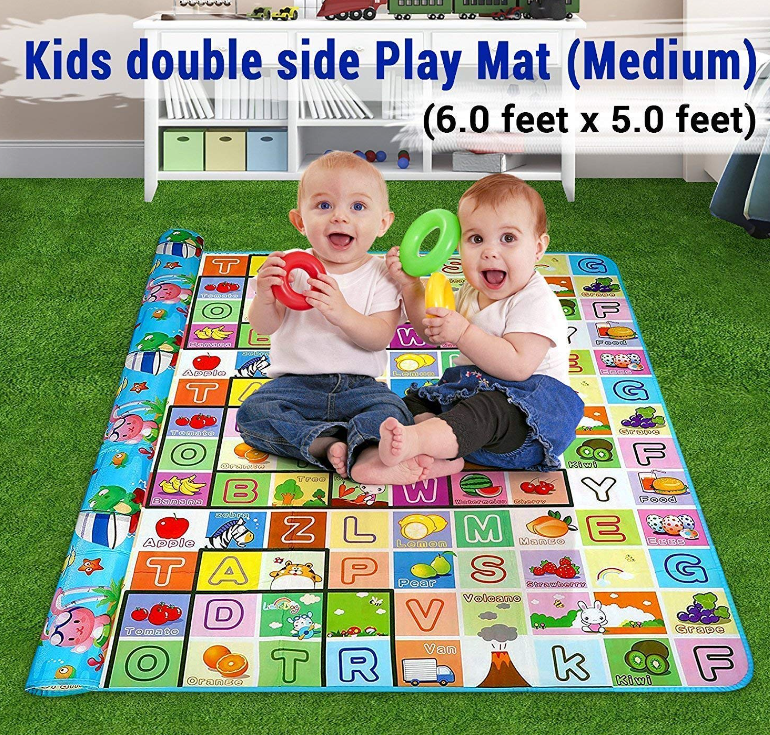 play mat Double Sided Water Proof Baby Play Mat, Play mats for Kids Large Size, Baby Carpet, Play mat Crawling Baby (Standard Size - 6 Feet X 4 Feet) - Image 1