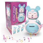 2 in 1 Baby Roly Poly with Money/Piggy Bank: Rabbit | Musical Toys for Kids with Pendulum Motion | Gift for Infants & Baby 6+ Months | Push & Shake Wobble Bell Sounds Tumbler Doll