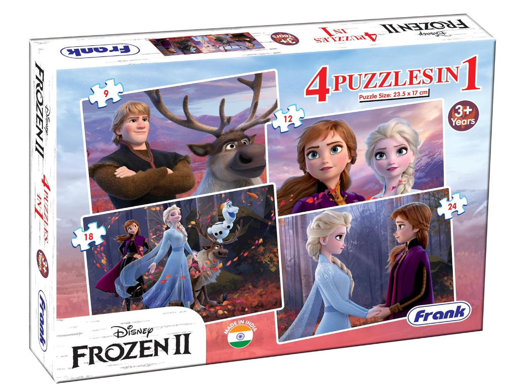 4 in 1 puzzle Frank Disney Frozen II - A Set of 4 Jigsaw Puzzle for Kids Above 3+ Years - Fun & Challenging Brain Booster Games - for Focus and Memory - Image 1