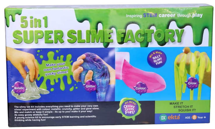 5 in 1 super slime factory Ekta 5 in 1 Super Slime Factory| Multi Color |Safe and Non Toxic| DIY Slime Factory Kit |Make Your Own Fantastic Yucky Slime at Home |Age Above 8 Years - Image 1