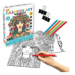 Junior Fashion Art Colouring Kit for Adults & Kids (5-99 Years) - Art & Craft Kit for Girls - Mandala Kit for Girls - Art & Craft Set for Kids - Colouring Kit with 12 Unique Designs