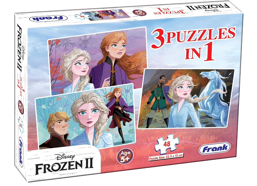 frozen jigsaw puzzle Frank Disney Frozen 2 (48 Pieces) 3 in 1 Jigsaw Puzzle for Kids above 5+ Years - Fun & Challenging Brain Booster Games - for Focus and Memory - Image 1