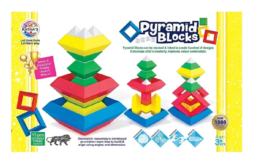 pyramid bloxks Ratna's Pyramid Blocks for Kids. Help Your Child Develop Imagination and Cognitive Skills. - Image 1