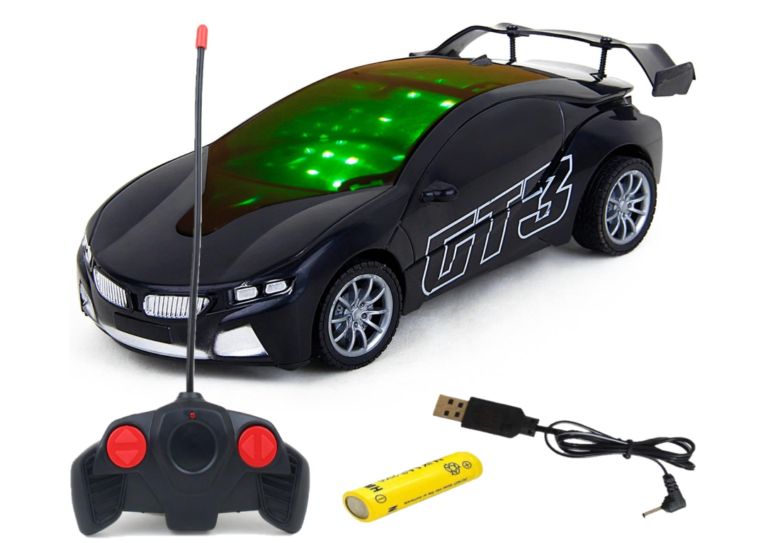 3d car Remote Control Chargeable 3D Famous Car with Flashing Light, Radio Control Race car for Kids for 3-12 Year Old Boy Birthday Remote Control Car Rechargeable White - Image 1