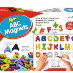 ABC Magnets Capital Letters - 4 in 1 Magnetic Letters That Work on Any Fridge and Dry Erase Magnetic Board - Ideal for Alphabet Learning & Spelling Games
