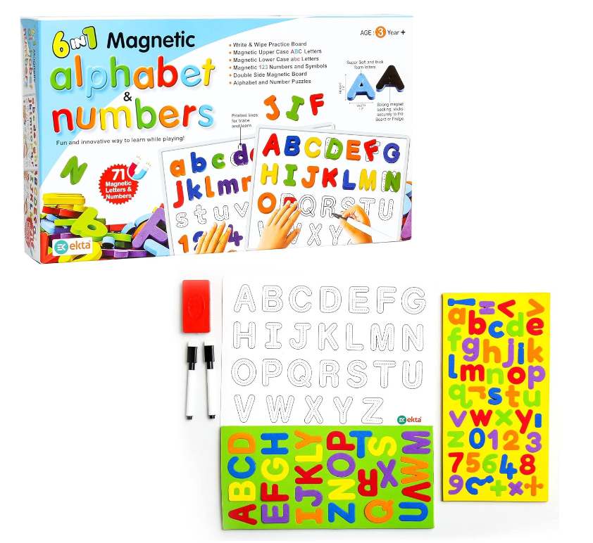 6 in 1 magnetic Ekta 6 in 1 Magnetic Alphabet & Numbers Game, Learning & Educational Magnetic Board Game - Image 1