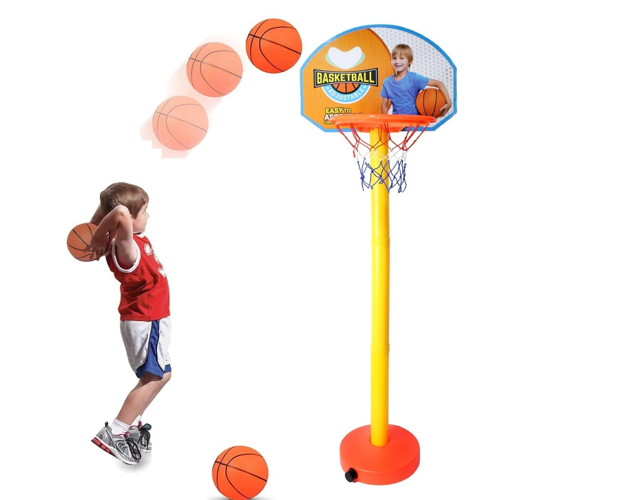 basketball set Big Basketball Set for Kids with Adjustable Stand, Basketball Hoop for Kids, Kids Sports Basketball Toys, Indoor and Outdoor Games for Boys & Kids - Image 1