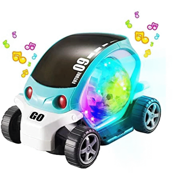 09 Future Car - 360 Degree Rotating Car Toy with 3D Lights Musical & Flashing Light Sound, Bump & Stunt Action Car Toy for Kids Multi Light Car Birthday Gift for Boys Return Gift for Kids