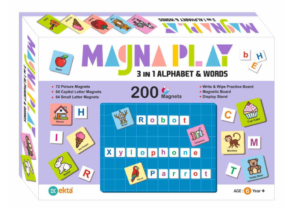 magna play 3 in 1 Alphabet Playing Cards, Magnaplay 3 in 1 Alphabet & Words, 200 Pack Set. (NEO9) - Image 1