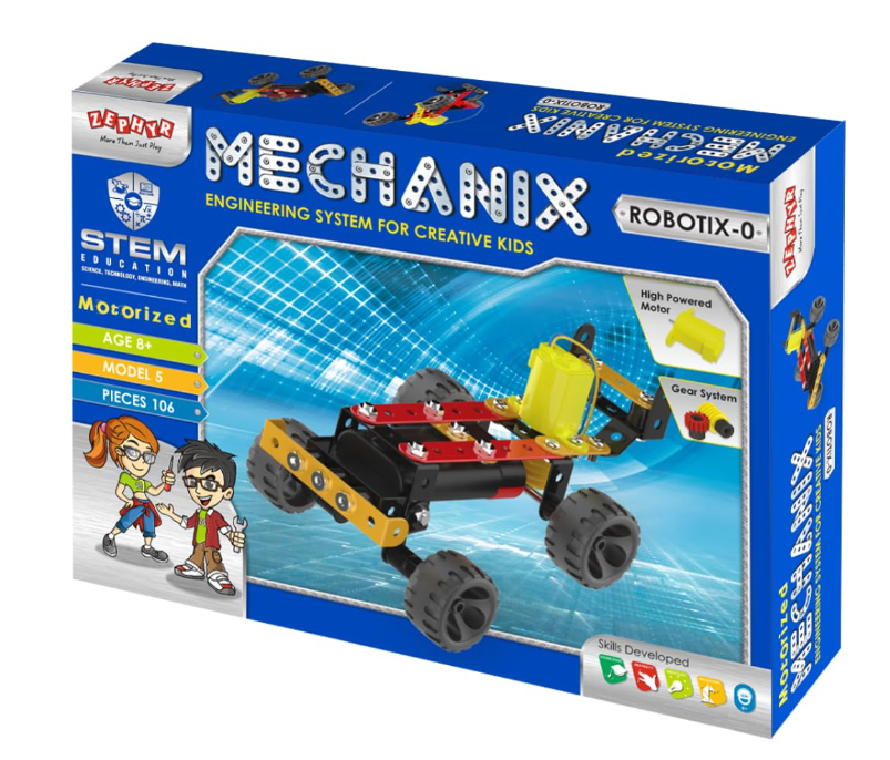 mechanix robotix 0 Mechanix Robotix-0, Motorized, Can Make 5 Models, 84 pcs in The Box, for Boys and Girls 8+ (Motor & Gear) - Image 1