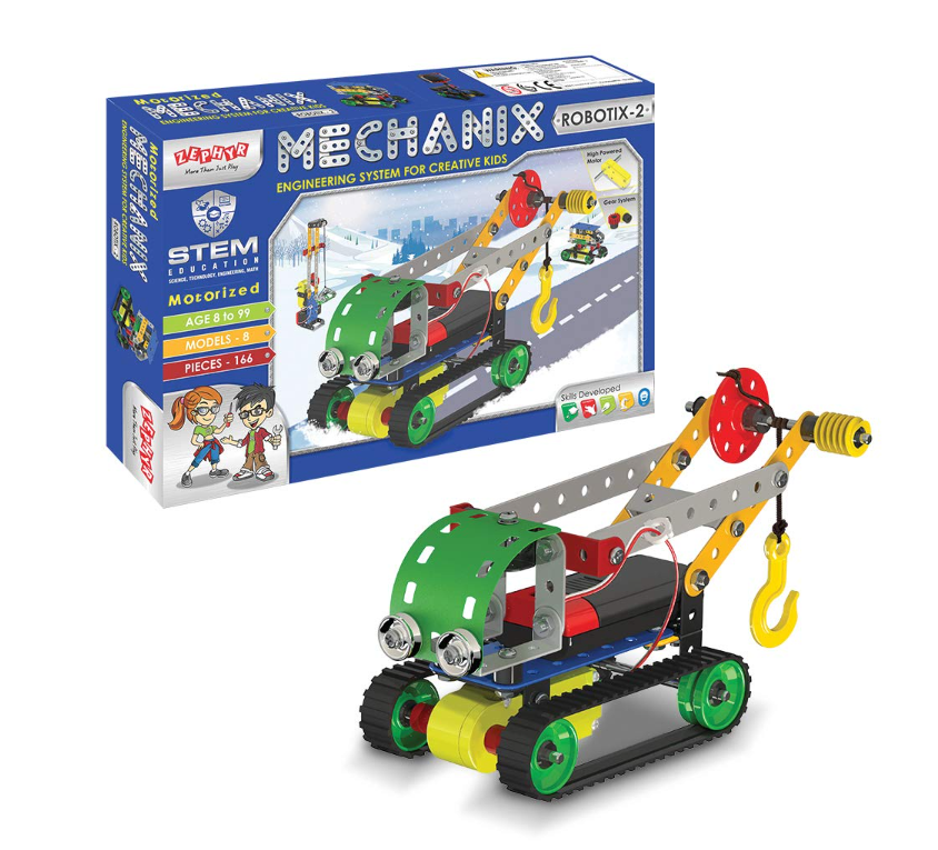 mechanix robotix 2 Mechanix Robotix-2 DIY Stem and Steam Education Metal Construction Set (Motors & Gears) for Boys and Girls Age 7+ - Image 1