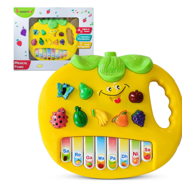 Musical Piano with Interactive Educational Keyboard, 8 Keys & Music Button, Light-Up Musical Toy for 24+ Months, Made in India with Safe Non-Toxic Plastic, Available in 6 Styles