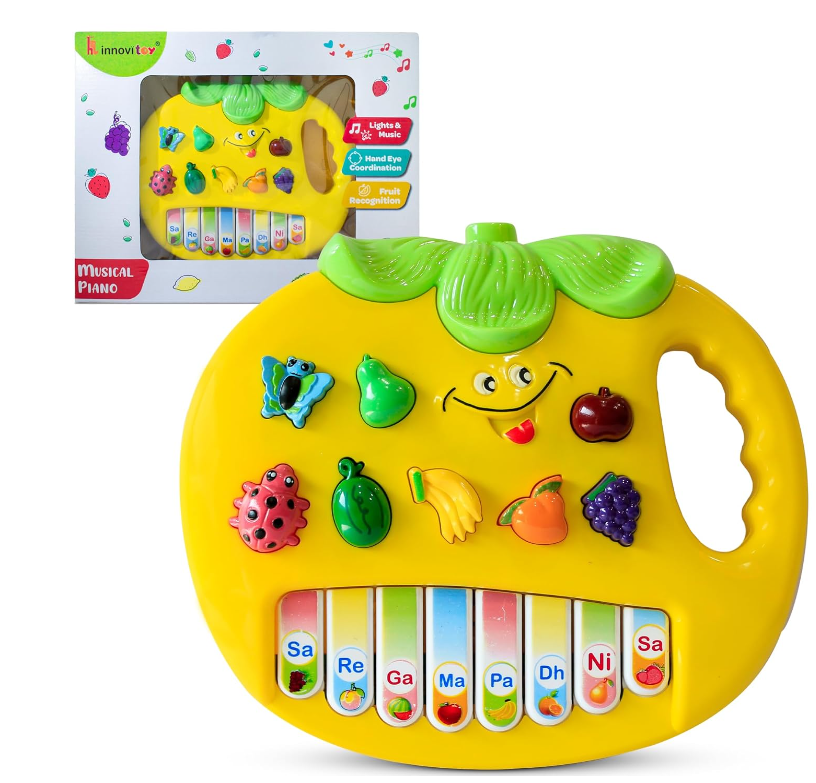 musical piano Musical Piano with Interactive Educational Keyboard, 8 Keys & Music Button, Light-Up Musical Toy for 24+ Months, Made in India with Safe Non-Toxic Plastic, Available in 6 Styles - Image 1