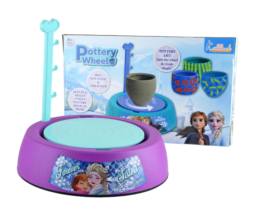 pottery wheel Kriiddaank Frozen Kids Pottery Wheel Battery Operated With Molding Clay & Painting Kit Set Learning And Education Multicolor Board Game Toys For Kids (Frozen) - Image 1