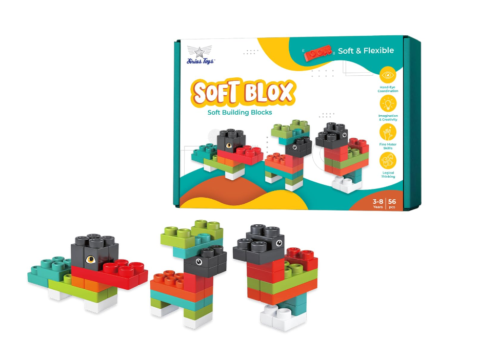 soft blox Sirius Toys Building Blocks | Building Blocks Game | Educational Toy | Smart Activity Fun & Learning Blocks | Colorful Blocks | Block Puzzle | Big Building & Construction Toy - 56 Piece Set - Image 1