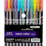 Gel Pens Set Color Bold Gel Pens,Glitter, Metallic, Neon Pens Set Good Gift For Coloring Kids Sketching Painting Drawing (Metalic Neon Pen, Set of 12)