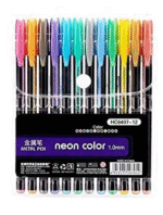 Gel Pens Set Color Bold Gel Pens,Glitter, Metallic, Neon Pens Set Good Gift For Coloring Kids Sketching Painting Drawing (Metalic Neon Pen, Set of 12)