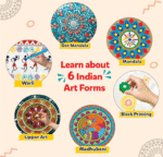 Little Berry Indian Art Forms Kits | Paper, Wood Ultimate 6 in 1 DIY Art & Craft Kit for Kids | Create 20+ Projects | Learn Lippan, Warli, Block Printing, Mandala & Madhubani Painting Kit | DIY Toys - Image 4