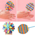 Multicolour Striped Candy Flower Toy with Green Stem - Image 4
