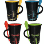 Coffee Mug Cold Mug Milk Mug chaina There is Always time for Coffee Black Mug Ceramic Best for Gift 350ml Full Black Modern Design Gifting for All Family Glass Pack