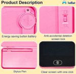 Writing Tablet Pencil Case for Kids – 2 in 1 LCD Digital Slate for Kids, E-Note Pad, Pencil Box for Kid, Doodle Writing Board for School Going Kid, Educational Toys - Assorted Colour - Image 6
