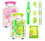 Case Creation Kids Stationery Gift Set 7 Pieces Includes School Supply 2 Pencil, 1 Pencil Gripper, 1 Eraser, 1 Sharpener, 1 Wrist Watch,1 Wallet in Trolley Design Case, Birthday Return Gift - Girls - Image 3