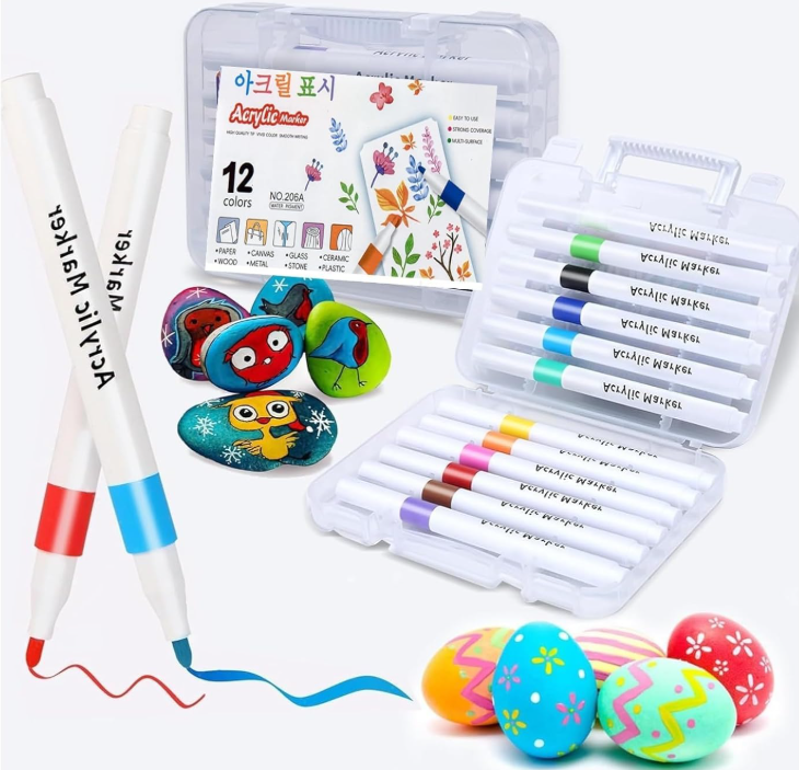 acrylic marker 1 12Pcs Acrylic markers Permanent Gel Marker Quick Drying Markers scrapbook DIY craft making for Mug Ceramic Glass, Wood Fabric, Canvas Metal Painting,Kids Suit,Card Making, Art Supplies - Image 1