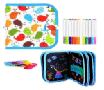 Erasable Doodle Slate Painting Kit for Kids Drawing Book with Wet Wipes & Colors for Kids, Colouring Doodle Slate for Boys & Girls(Color and Design May Vary)