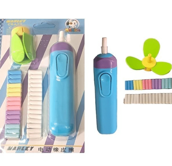 Cute Electric Erasers For Kids With Fan And 30 Refills Corded Electric Eraser (Multicolor), Multi-Color
