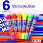 Stamp for Kids - 2 in 1 Roller Stamper Marker Pen Stationery, Birthday Return Gifts (6), Ink Multicolor
